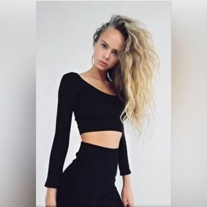 Zara Black Limitless Contour Collection Black Crop Top XS-S
